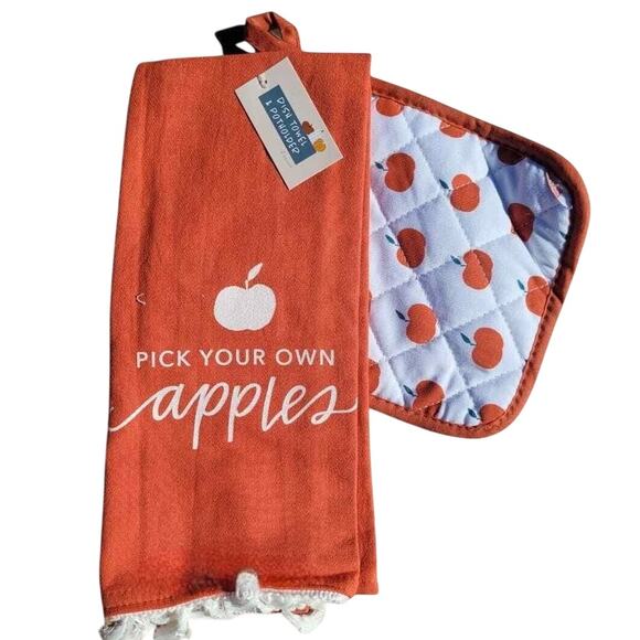 Kitchen Cotton Dish Towel & Pot Holder Set - PICK YOUR OWN APPLES - Picture 1 of 4